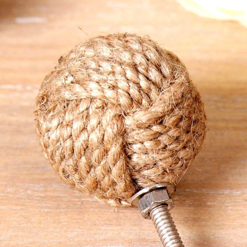 THOR INSTRUMENTS Jute Rope Door Knobs/Rope Knot Drawer Pulls and Knobs/Pull and Push Handle Knobs for Cabinets, Wardrobes & Cupboards/Nautical Hardware Decor, 25 mm, Set of 6 Rustic Vintage Home Decor Gifts - Image 4